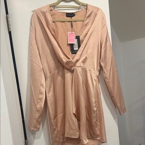 PrettyLittleThing Blush Satin Wrap Dress